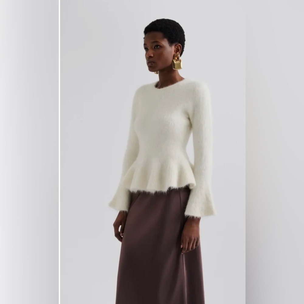 Malina off white alpaca blend knit feminine silhouette sweater